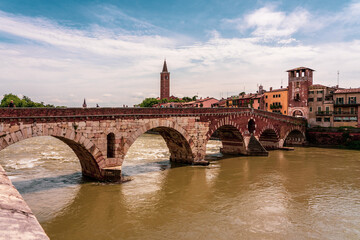 Fototapeta premium Panoramic view of the old town of Verona in Italy.