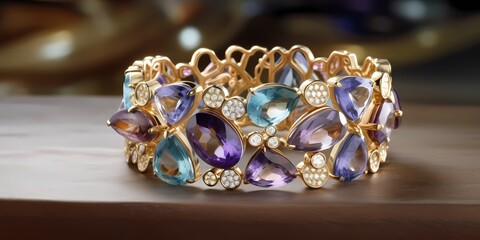 Ribbons of amethyst and topaz intertwine, creating a mesmerizing display of liquid gemstones.