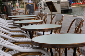 brasserie terrace on the Ourcq Canal embankments 