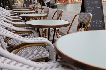 brasserie terrace on the Ourcq Canal embankments 