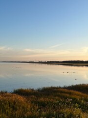 sunset over the river