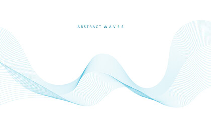 Abstract vector background with blue wavy lines. Blue wave background. Blue lines vector illustration. Curved wave. Abstract wave element for design.