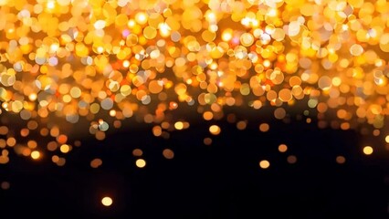 Vector black abstract vertical video with shiny blurred yellow,orange,gold colored bokeh lights on black background - Powered by Adobe