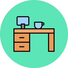 Desk Line Filled Circle Icon