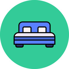 Double Bed Line Filled Circle Icon