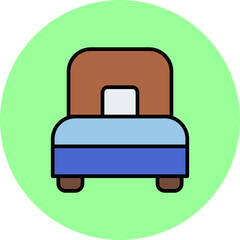 Single Bed Line Filled Circle Icon
