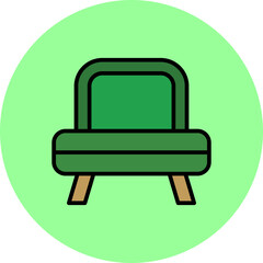 Armchair Line Filled Circle Icon