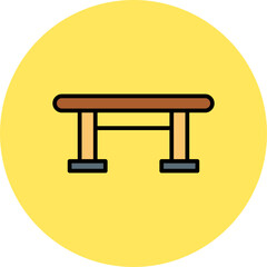 Dining Table Line Filled Circle Icon