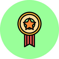 Ribbon Line Filled Circle Icon