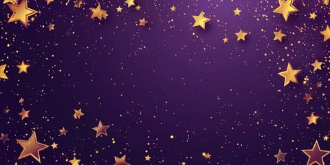 Fototapeta premium Golden Stars Sparkle on Purple Background