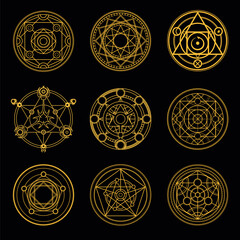 A set of magic circles for witchcraft. Secret alchemical circles for transformation