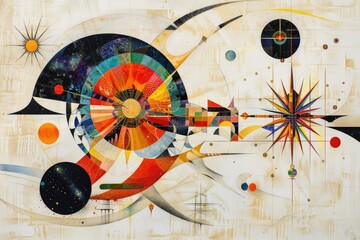 Celestial motifs intertwined with geometric shapes, creating a mesmerizing fusion of art and science