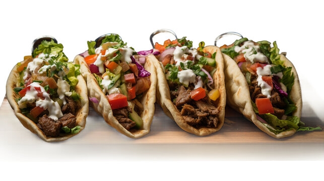 Immerse Yourself in the Culinary Delight of Gyros on transparent background - A Collection of Tasty Greek Street Food, Ideal for Restaurant Menus and Food Enthusiasts.