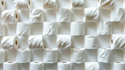 Square pattern background made of toilet roles.