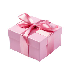 Obraz premium Pink gift box isolated on transparent background