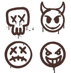 Set of spray painted graffiti emojis
