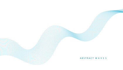 Abstract vector background with blue wavy lines. Blue wave background. Blue lines vector illustration. Curved wave. Abstract wave element for design.