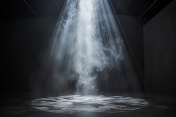 a light beam pouring through mist in a dark room Generative AI