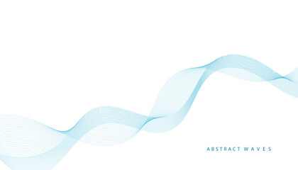 Abstract vector background with blue wavy lines. Blue wave background. Blue lines vector illustration. Curved wave. Abstract wave element for design.