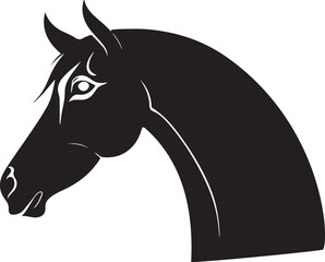 Striking Horse Head Silhouette Vector Graphic