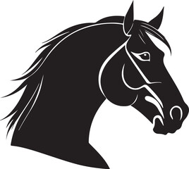 Striking Horse Head Silhouette Vector Graphic
