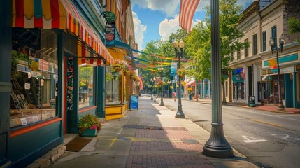 Fototapeta na wymiar Wander through the charming streets of Hot Springs, Arkansas, USA, where historic buildings line the sidewalks, adorned with vibrant storefronts and colorful banners fluttering in the breeze