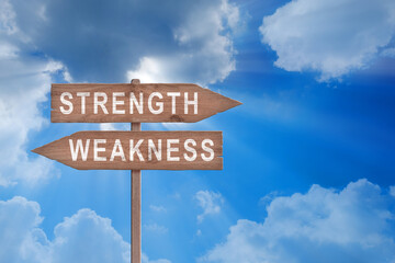 Strength or weakness strong or weak points overcome problems accept the challenge to success.
