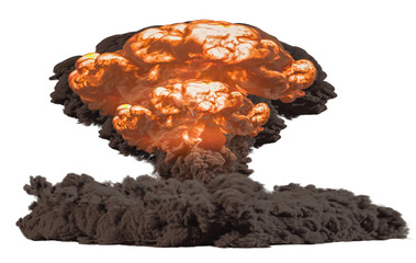 Atomic Bomb Explosion. Shock wave and mushroom cloud.