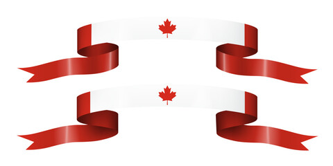 set of flag ribbon with colors of Canada for independence day celebration decoration