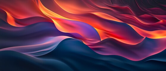 Fototapeta premium Abstract gradient colors 3d wave background. Wavy shiny textured gradient-colored banner