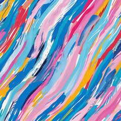 Fototapeta na wymiar This abstract painting showcases a vibrant mix of blue, pink, and yellow colors creating a dynamic and modern composition.