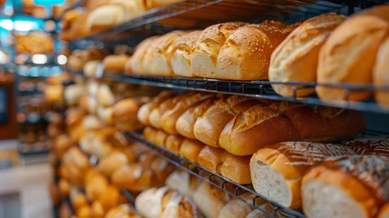 Rolgordijnen Bakkerij bread shelf in the supermarket, 