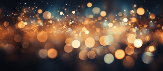 Obraz premium This image shows a collection of blurry lights shining in the darkness. The lights have a mesmerizing bokeh effect, creating an enchanting atmosphere.