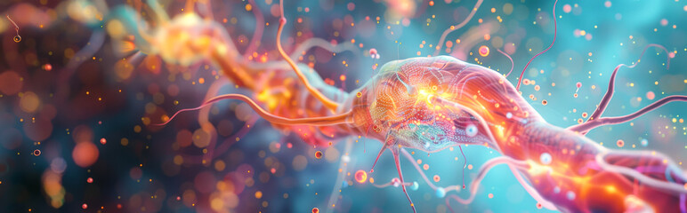 3d illustration of neurons in the human body. Science background.
 - obrazy, fototapety, plakaty