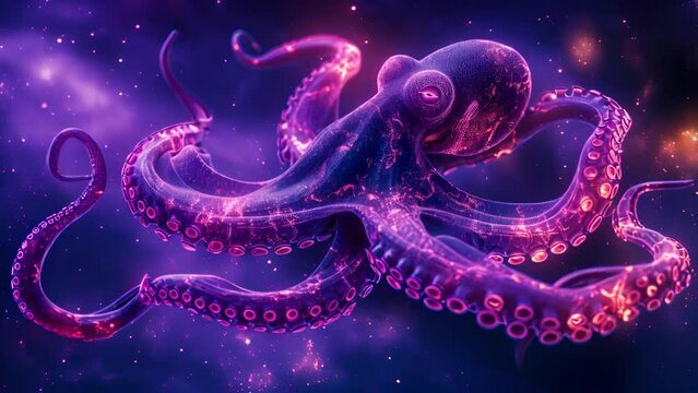 Biomorphic abstract emissive SciFi biological futuristic Giant Octopus