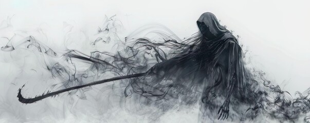 Silhouette of grim reaper death with scythe
