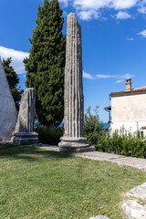 Remains of Roman Neptune Temple dedicated to god of the sea, Porec, Croatia, Istria