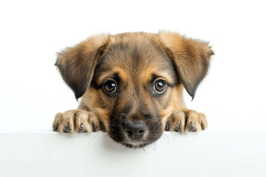 adorable puppy on white background, AI generated
