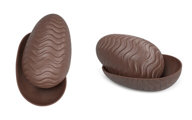 chocolate eggs without filling on white background