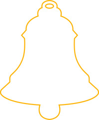 Bell silhouette line icon. Incoming inbox message ringing, notification for clock and smartphone, alarm alert yellow color vector isolated on transparent background.