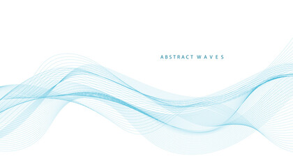 Abstract vector background with smooth color wave. Smoke wavy lines. Vector blue waves background	