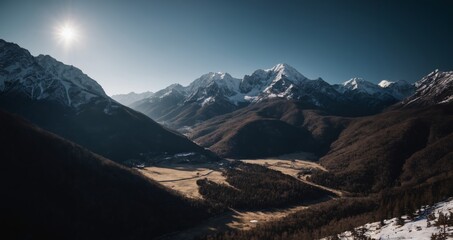 Fototapeta premium Moody photo of mountains at winter