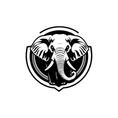 vintage tattoo style Black and white elephant logo. elephant silhouette 