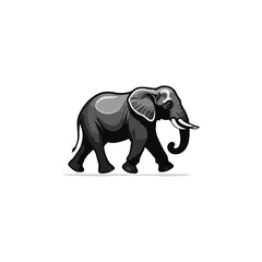vintage tattoo style Black and white elephant logo. elephant silhouette 