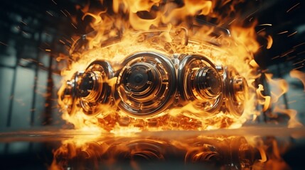 A close-up portrayal of the synchronized dance of combustion within a car's cylinders. - obrazy, fototapety, plakaty