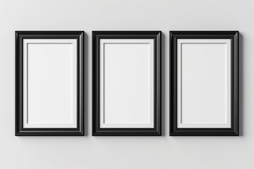 Realistic picture frame mockup black border set. Isolated Black pictures frames mock-up. Home decoration, photography presentation, blank frame mockups