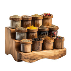 Modern Wooden Spice Rack isolated on white or transparent background