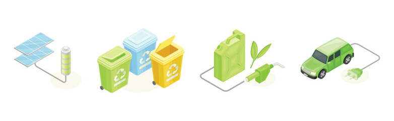 Ecology and Green Renewable Resources Isometric Vector Set