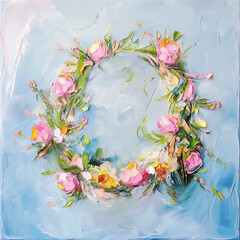 Floral wreath art painting - 750910204