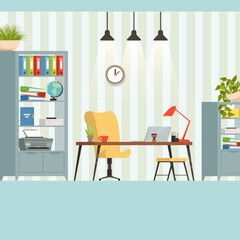 Office space working place of businessman or manager vector interior